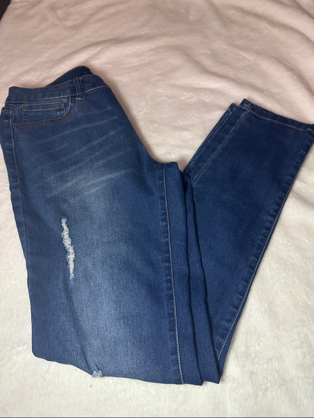 Classic Dark Blue Women's Jeans - Stretch Mid-Rise